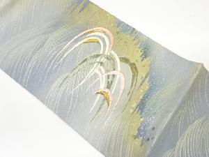 箔置き波に曲線・色紙散らし模様織出し袋帯